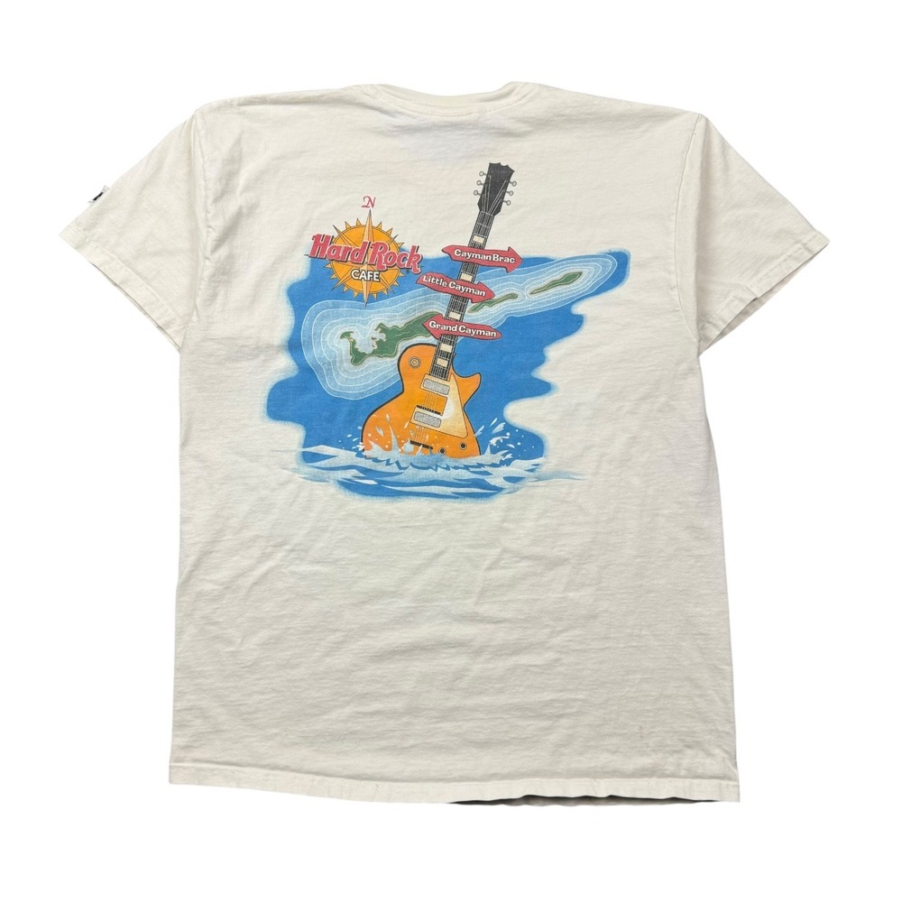 Vtg Hard Rock Cafe T Shirt Men Large White Cayman Islands Guitar Graphic Tee